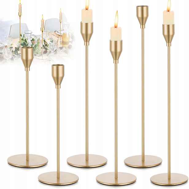 Zlaté Kovové Glamour Dekorativní Svícny Na Stůl, Sada Do Restaurace
