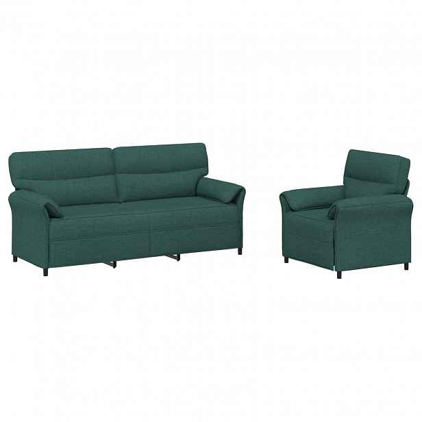 vidaXL Set pohovek 2 ks Tmavě zelená Textil