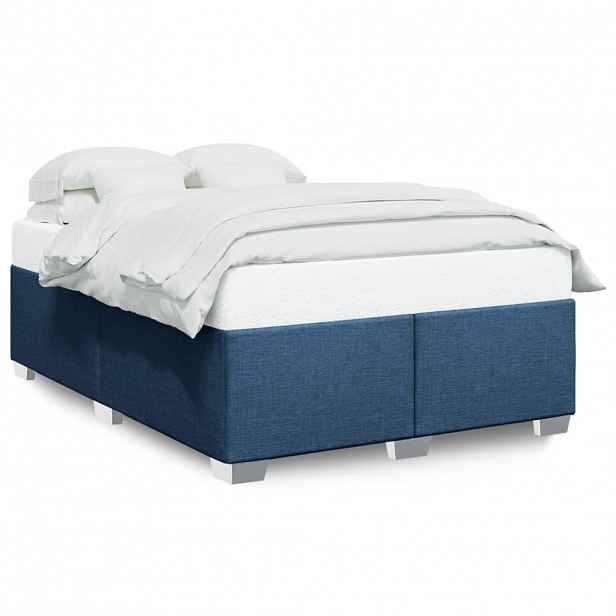 vidaXL Rám postele bez matrace modrý 140 x 200 cm textil