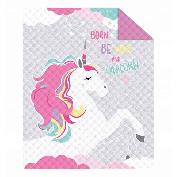 Detexpol Přehoz na postel Jednorožec grey Polyester, 170/210cm (DL-555855)