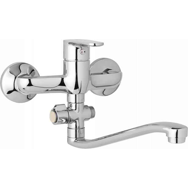 JB Sanitary Nástěnná umyvadlová a sprchová baterie TIRA, rozteč 150 mm, otočný přepínač, bez příslušenství, S ramínko 300 mm D10 37 40