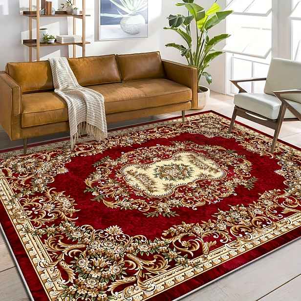 TEMU 1ks VelvetSoft Sametový Koberec, Geometrický Nordický Design, 850g/m² Polyester, Protiskluzový, Pratelný v Pračce, Odolný a Lehký, s Dekorací do