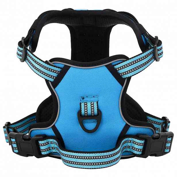 vidaXL Postroj pro psy s reflexními popruhy nastavitelný modrý XL