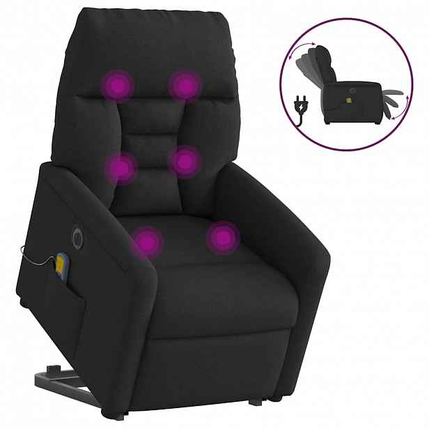 vidaXL Elektrické zvedací masážní polohovací křeslo černé textil
