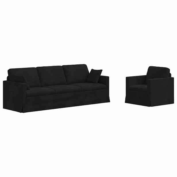 vidaXL Set pohovek 2 ks Černá samet