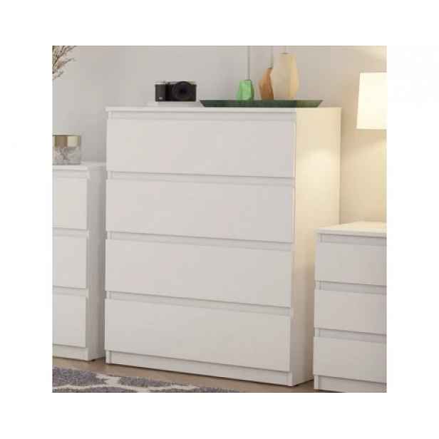 Komoda se 4 zásuvkami Carlos, bílá, 75 cm