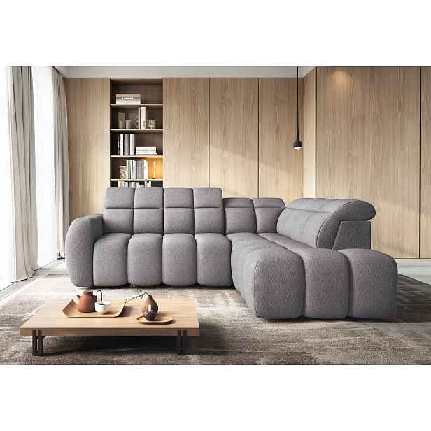 Designová rohová sedačka SAOIRSE - šedá, pravý roh