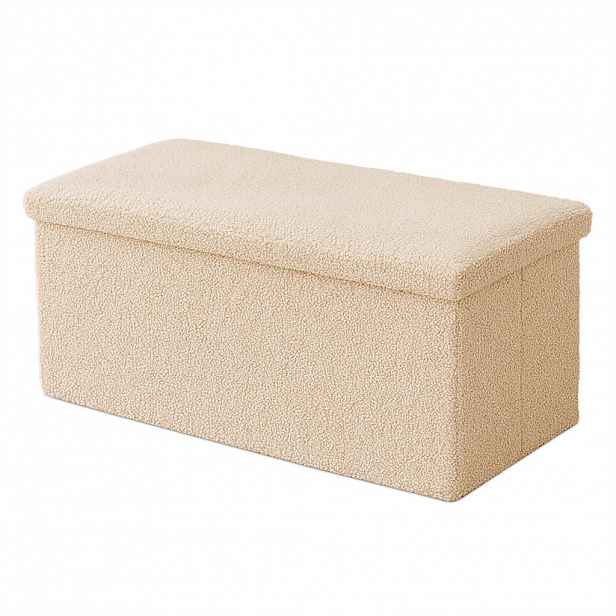 Relaxdays LAVICE Béžová teddy látka úložný prostor 76x38x38 cm