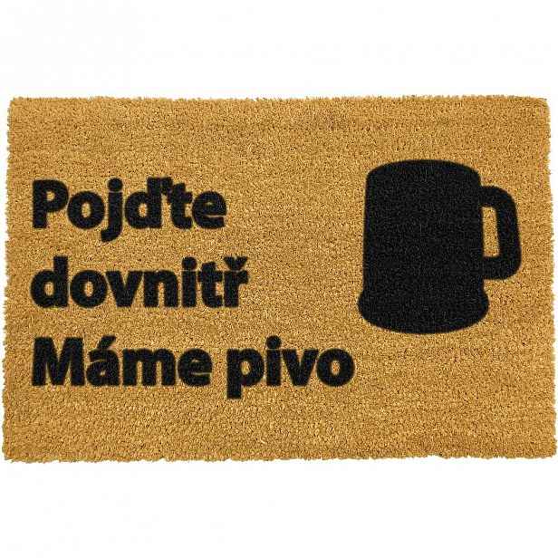 Rohožka z přírodního kokosového vlákna Artsy Doormats Pivo, 40 x 60 cm