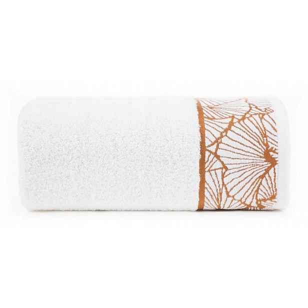 Ručník 70x140 bílý listy jinanu dvoulaločného (ginkgo biloba) 500g/m2 froté
