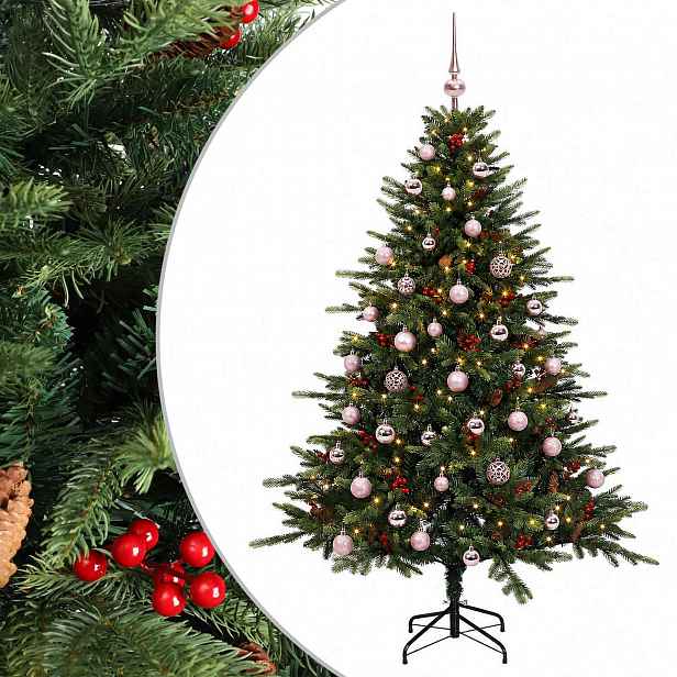 vidaXL Umělý vánoční stromek s vánočními koulemi 150 cm 150 LED