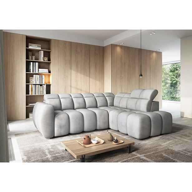 Designová rohová sedačka SAOIRSE - světle šedá, pravý roh