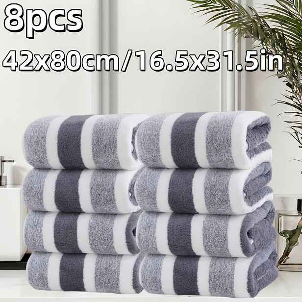 TEMU Sada 8 ks velkých ručníků, 42*80 cm/16,5*31,5 palce, silný korálový ručník, ultrajemné vlákno, více , savý, rychleschnoucí, měkký a pohodlný,