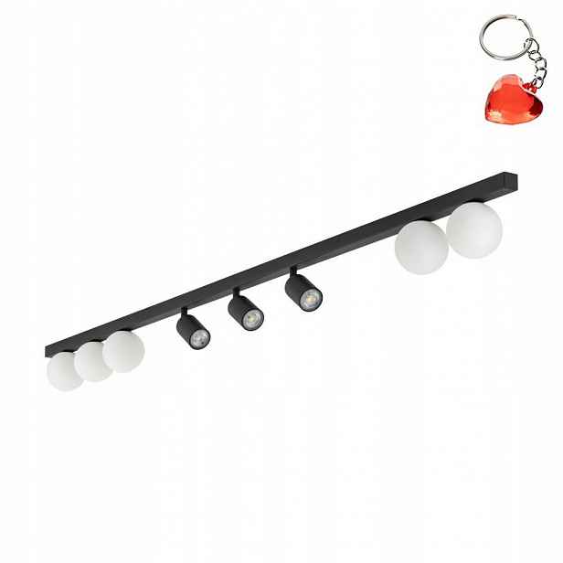 Černá reflektorová stropní lampa Vox s 8 zdroji GU10, regulovatelná Tk Lighting