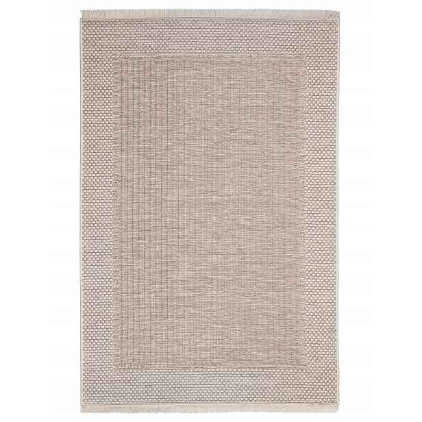 Koberec boho s třásněmi Oria 70x140 cm Rámeček Béžový