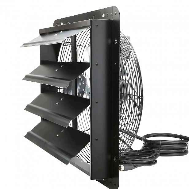 Nástěnný odtahový ventilátor 406 mm černý výkonný Ec 1747 Cfm 70 W regulace