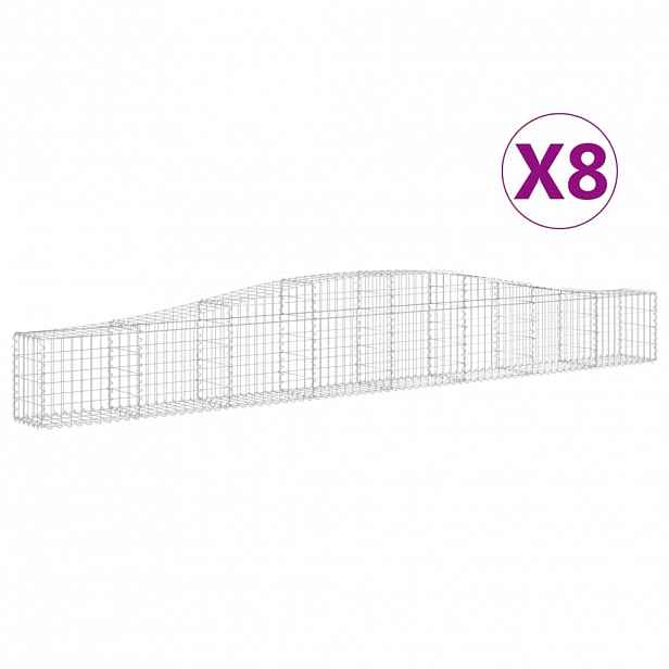 vidaXL Klenuté gabionové koše 8 ks 400x30x40/60 cm pozinkované železo