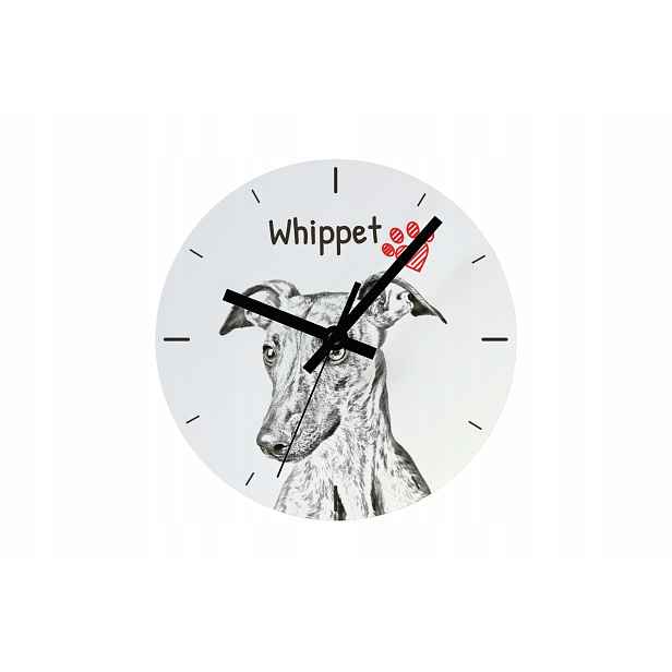 Whippet hodiny se psem, závěsné a stojící, personalizace fotografií, 20 cm