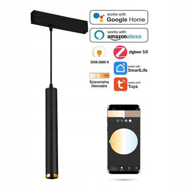 Závěsná Led WiFi lampa Zigbee Tuba 10W Smart Track 230VAC