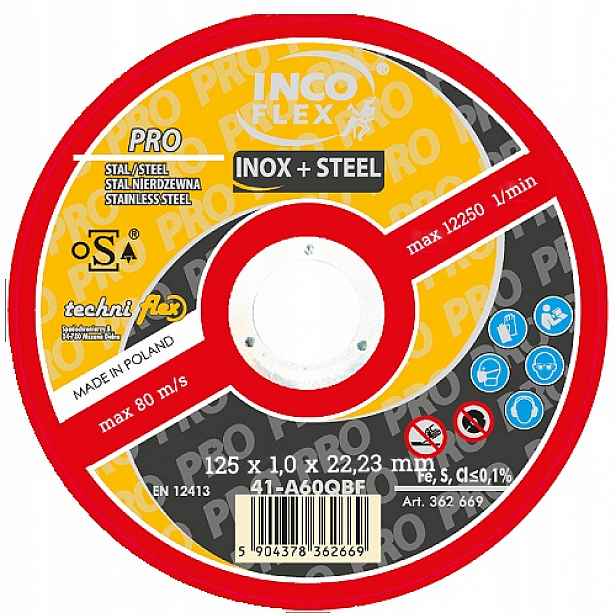 125x1,0x22,23 Kotouč Incoflex Pro Ocel+inox 2v1 Komplet 50 ks