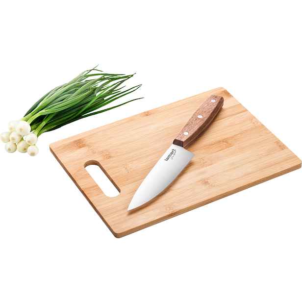 Prkénko 30 x 22 cm a nůž, LAMART BAMBOO LT2059