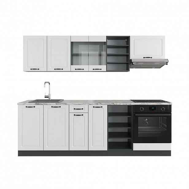Vicco KUCHYŇSKÝ KOUT R-Line Bílý venkovský dům/antracit 240 cm , PD Mramor