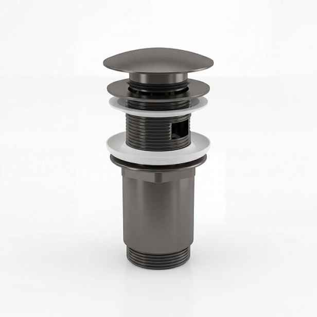 Výpust umyvadlová Alca CLICK/CLACK 5/4" celokovová s přepadem, velká zátka Gun metal matná A392-GM-B