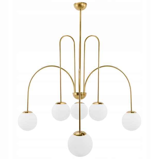 Závěsná Stropní Lampa Toolight Zlatá Kovová S Bílými Stínidly, Koule