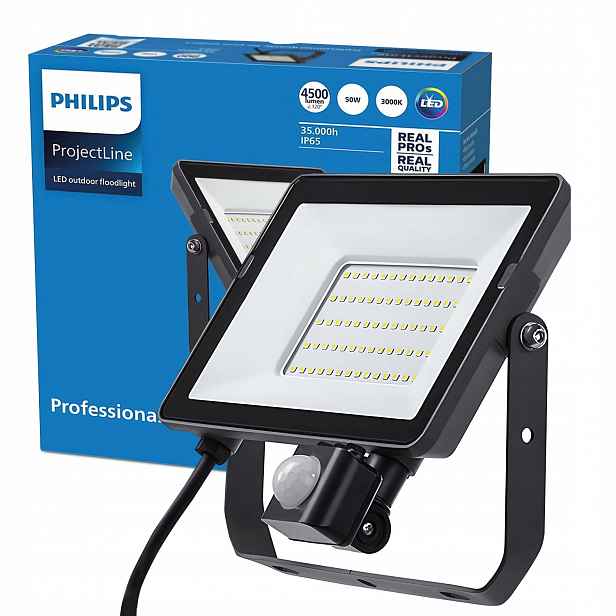 Led reflektor 50W 3000K IP65 Halogenový reflektor s pohybovým senzorem Philips