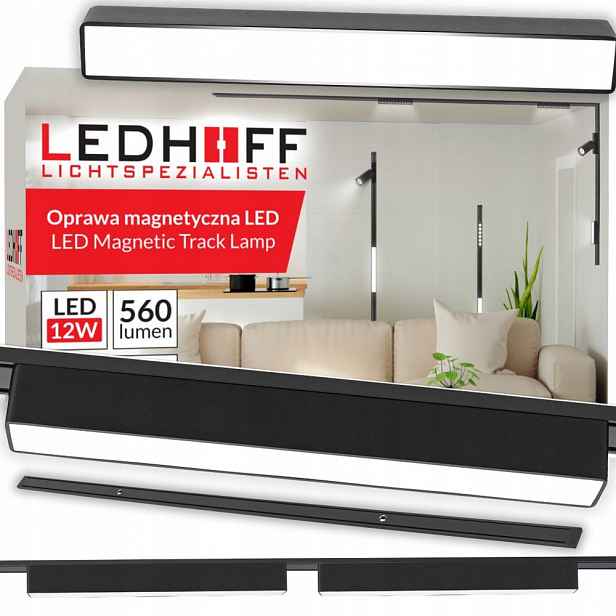 Magnetické kolejnicové osvětlení Set kolejnice 1m 2x Led lampa 12W Černá