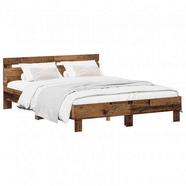 vidaXL Rám postele Staré dřevo 120 x 190 cm Kompozitní dřevo