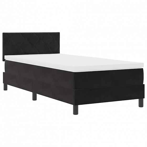 vidaXL LED box pružinová postel s čelo Černá 90 x 190 cm samet