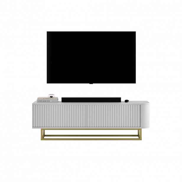 Meble Lindner TV STOLEK Aurora bílý matný 140 cm s kovovým rámem
