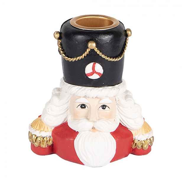 Červený svícen na úzkou svíčku Louskáček Nutcracker - 8*6*9 cm Clayre & Eef