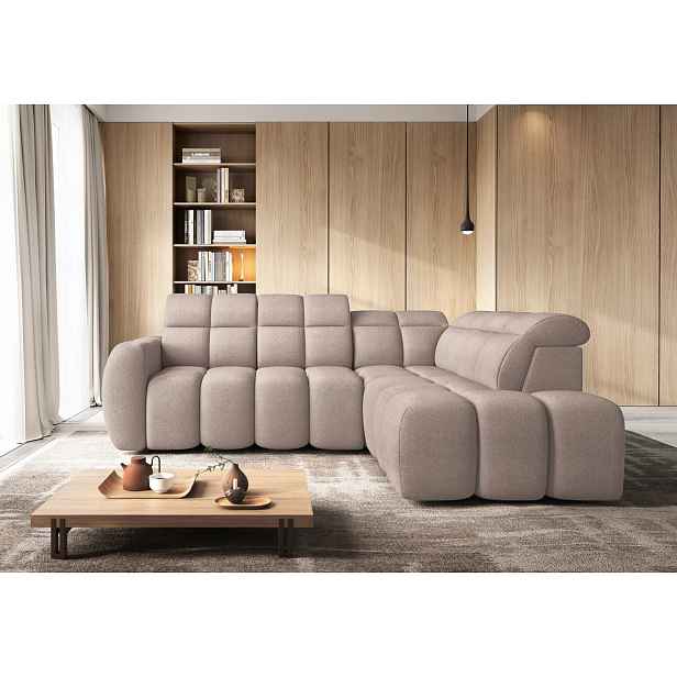 Designová rohová sedačka SAOIRSE - béžová, pravý roh