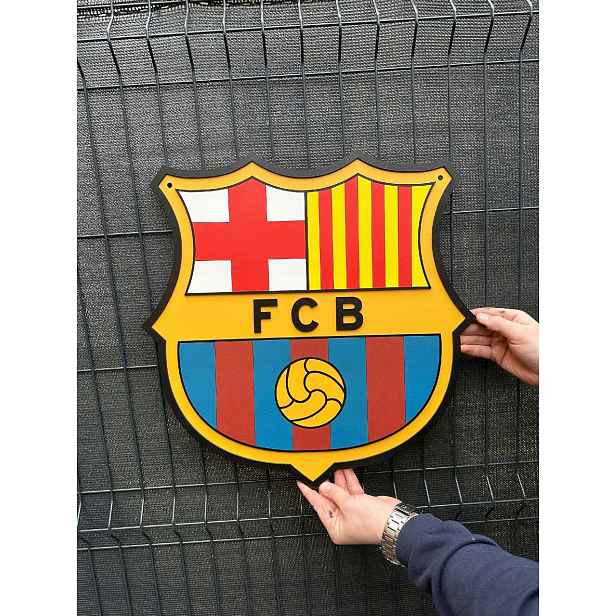 Fc Barcelona Dřevěný 3D obraz na zeď Fotbalový erb Dárek
