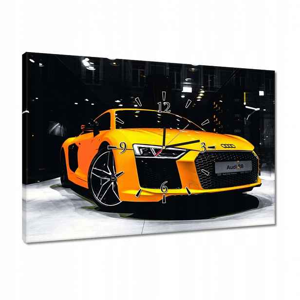 Hodiny 60x40 Žluté Audi R8