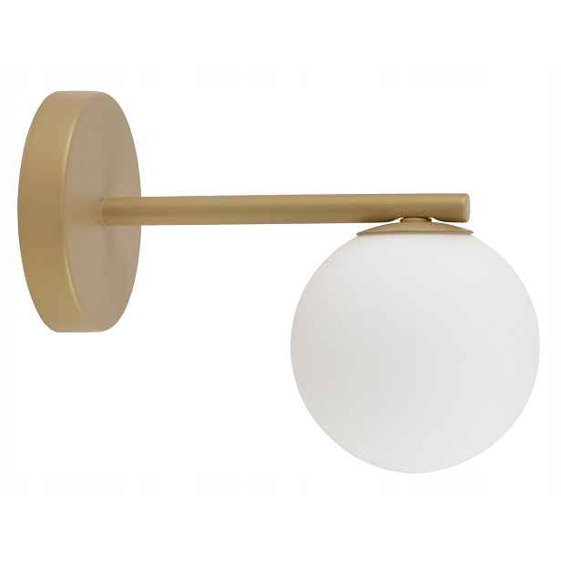 Nástěnné minimalistické zlaté skleněné svítidlo s bílou koulí do obývacího pokoje Sigma