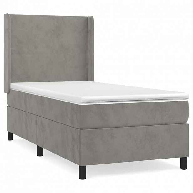 vidaXL Box spring postel s matrací světle šedá 100x200 cm samet