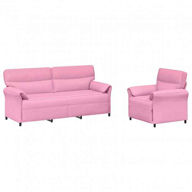 vidaXL Set pohovek 2 ks Růžová Textil