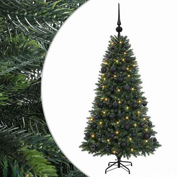 vidaXL Umělý vánoční stromek s baňkami 120 cm 150 LED Teplá bílá