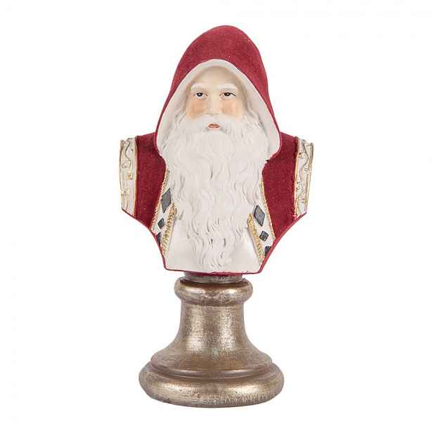 Červená vánoční dekorace busta Santa Claus - 10*9*19 cm Clayre & Eef