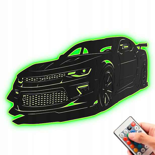 Chevrolet Camaro Dřevěný 3D obraz Noční Lampa Led dálkové ovládání