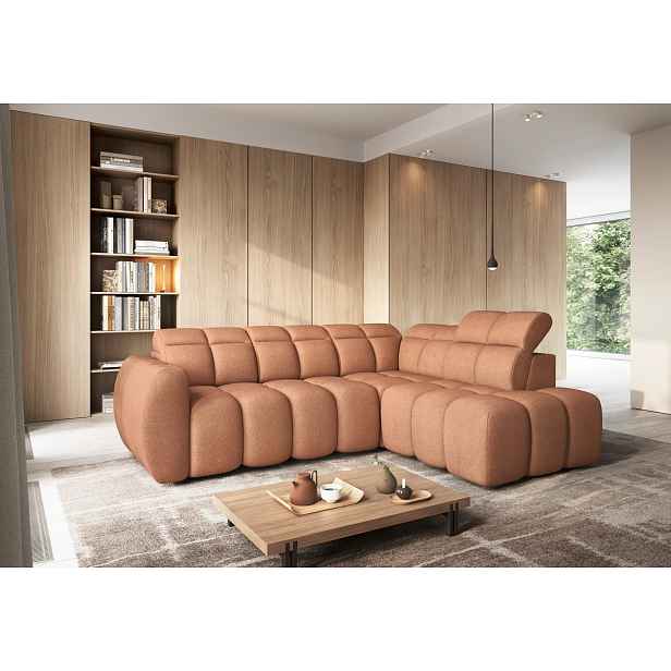 Designová rohová sedačka SAOIRSE - oranžová, pravý roh