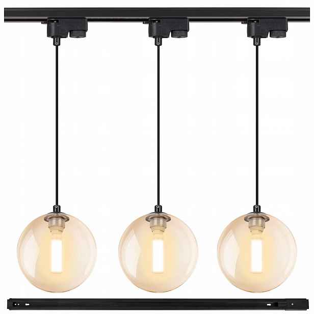Led kolejnicové osvětlení 1 m 3x Závěsné svítidlo koule Jantarová amber