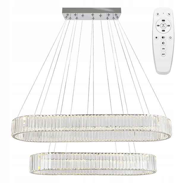 Led Závěsná Lampa S Křišťálovým Dálkovým Ovládáním, Chrom, Glamour, Toolight