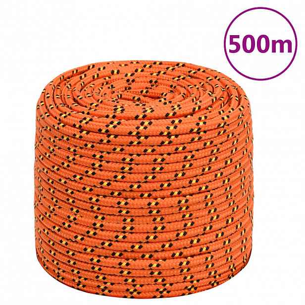 vidaXL Lodní lano oranžové 10 mm 500 m polypropylen