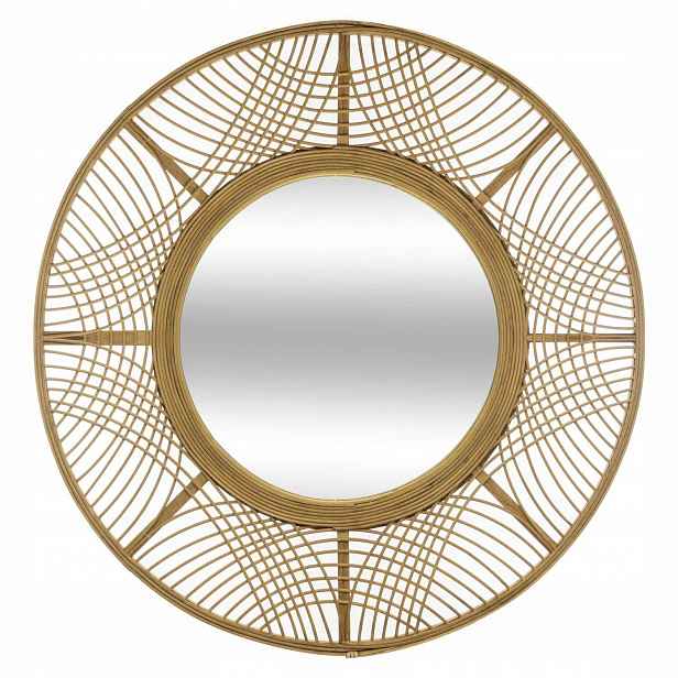 Zrcadlo Boho bambusový rám Kulaté Velké Ø 70 cm
