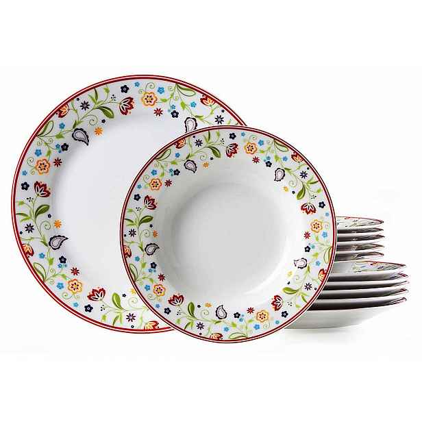 Jídelní servis (12 dílů) Shanti, barevné květiny