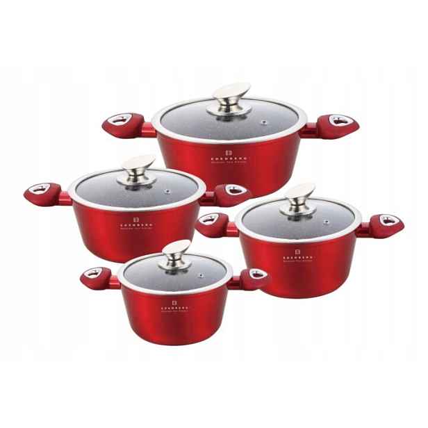 Sada hrnců Edenberg Premium Red hliníková 8 dílů